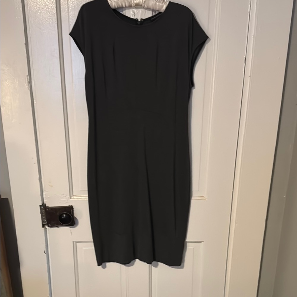 Banana Republic Charcoal Sheath Midi Dress Crew Neck